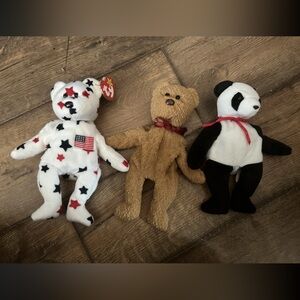 Ty Beanie Baby Bears Lot of 3: Glory, Curly and Fortune